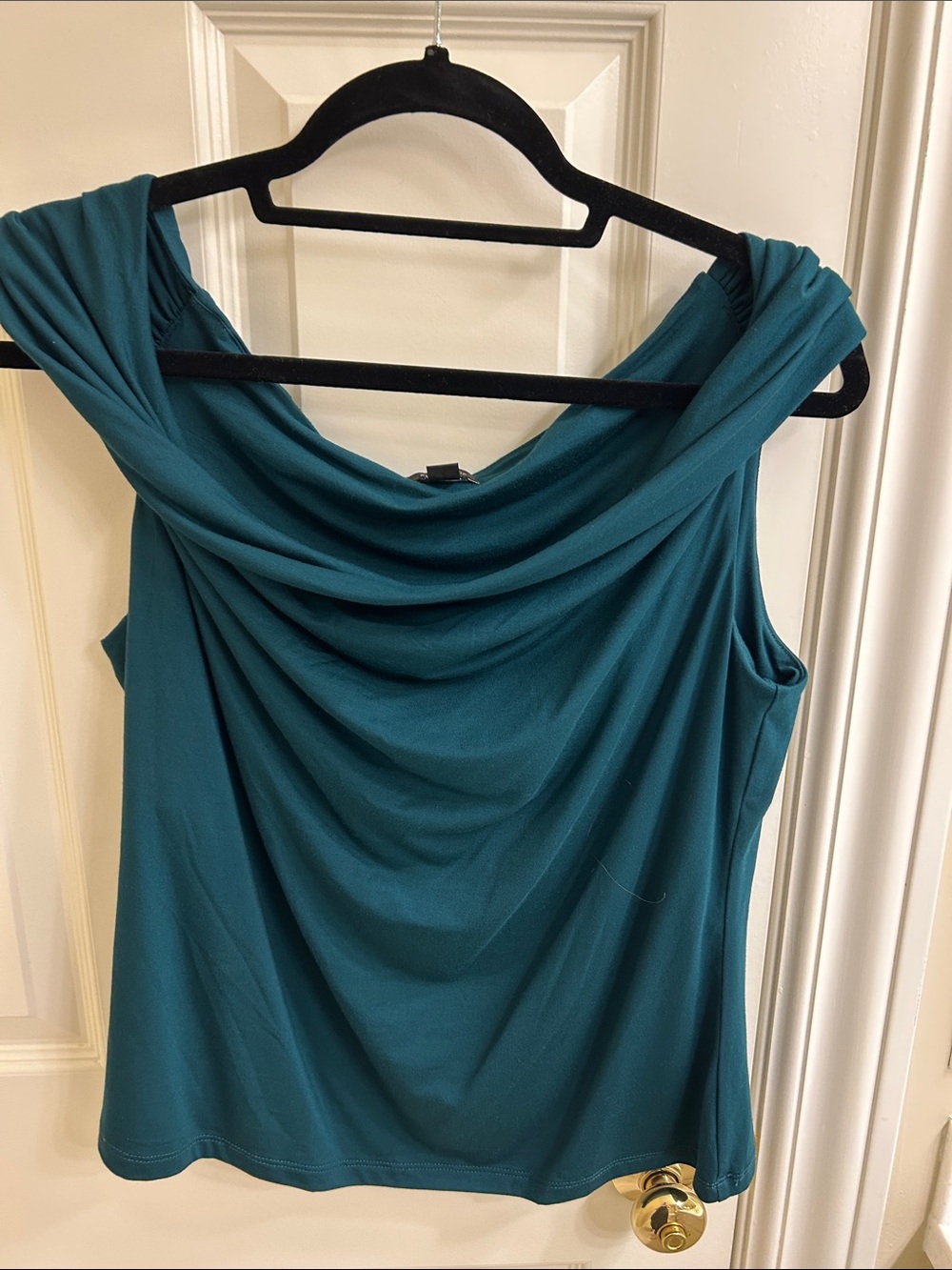 Ann Taylor Teal Draped Cowl Neck Sleeveless Top
